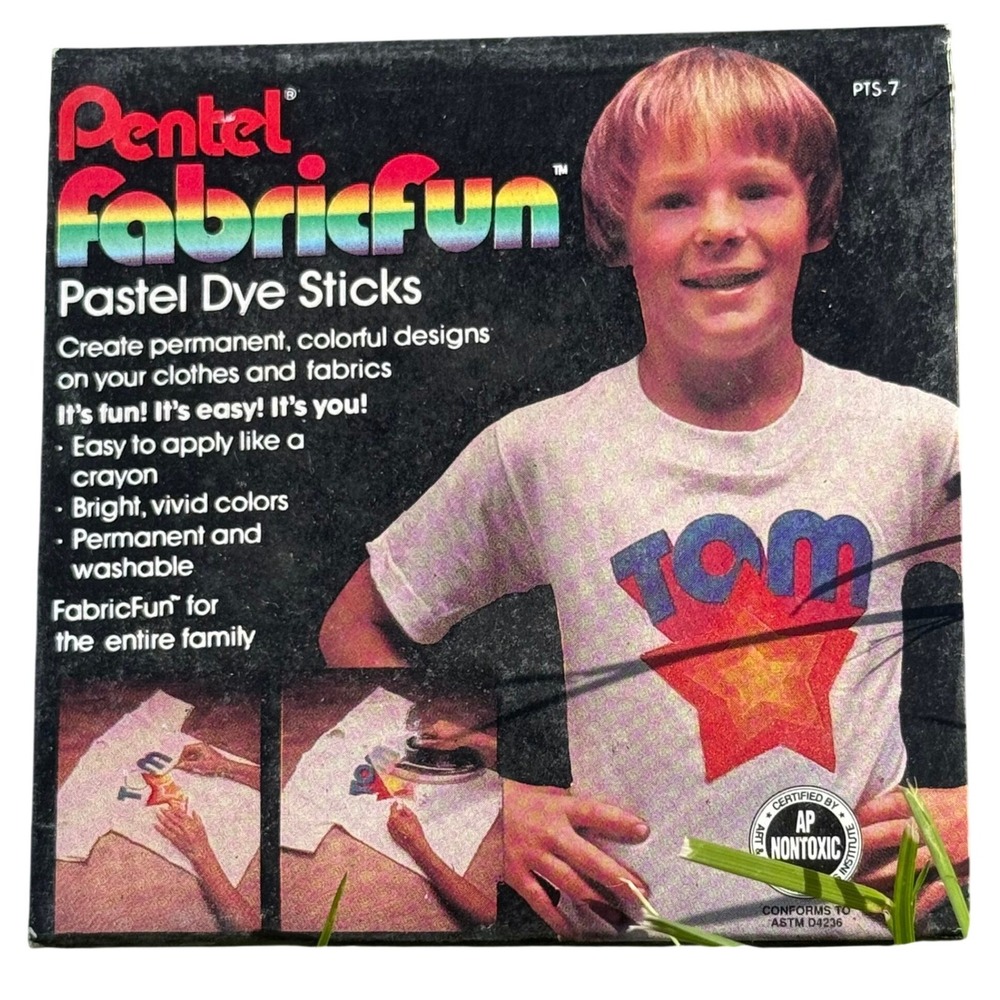 Vintage Pentel FabricFun Pastel Dye Sticks PTS-7 Fabric Crayons DIY Crafts 7pc